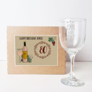 Personalised 80th Birthday Gift Engraved Wine Glass, 2 of 9