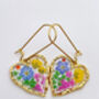 Pressed Flowers Heart Drop Earrings Small Hand Made, thumbnail 2 of 10