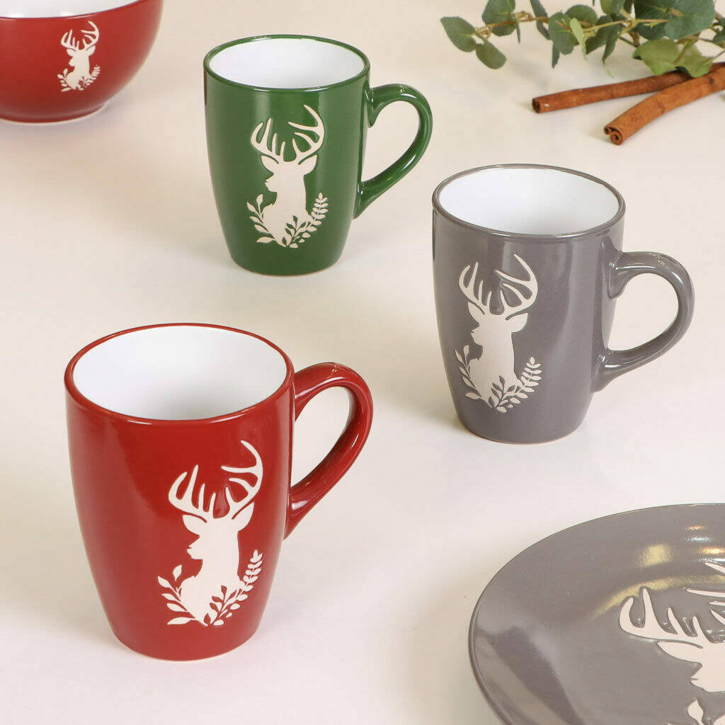 set of six christmas reindeer family mugs by dibor
