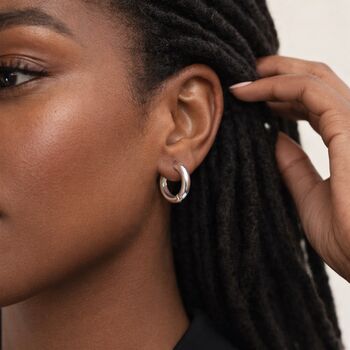 Chunky Sterling Silver Hinged Huggie Hoop Earrings – 20mm, 3 of 6