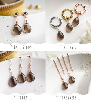 Smoky Quartz Stud Earrings, 3 of 12