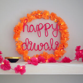 Marigold Happy Diwali Wreath, 3 of 5