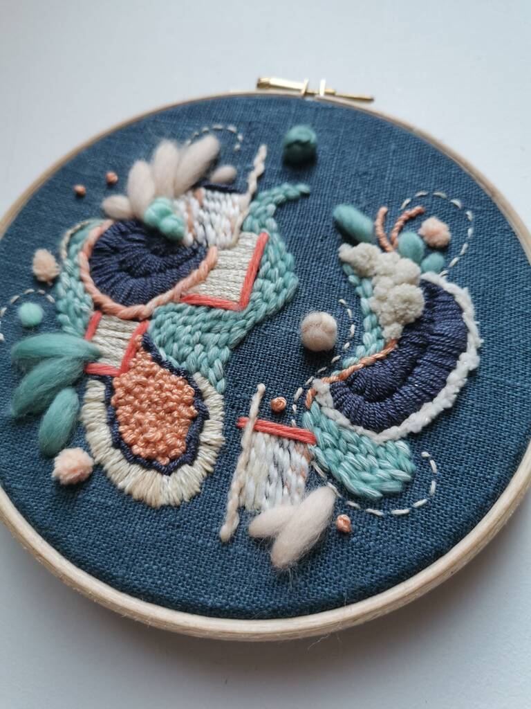 Slate Blue Abstract Embroidery Kit, 1 of 3