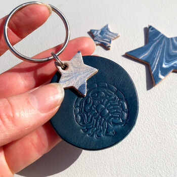 Scorpio Star Sign Leather Keyring, 3 of 5
