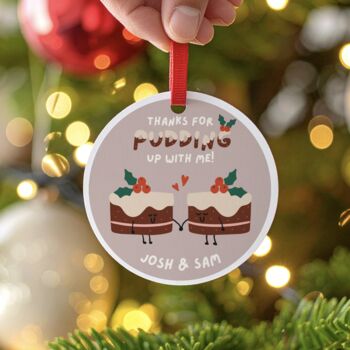 Personalised Christmas Pudding Couple Decoration, 2 of 4