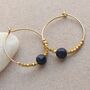 Midnight Blue Gold Stone Fair Trade Hoop Earrings 25mm, thumbnail 5 of 6