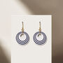 White And Navy Stripey Circular Earrings, thumbnail 3 of 6