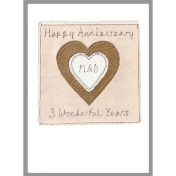 Personalised 3rd Leather Wedding Anniversary Card, 3 of 7