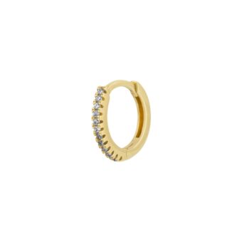 Fine Classic Pave Hoop Single Earring 14ct Solid Gold, 2 of 6