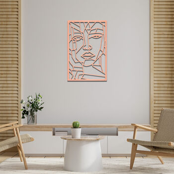 Abstract Woman Face Wooden Line Art Wall Decor Panel, 4 of 9