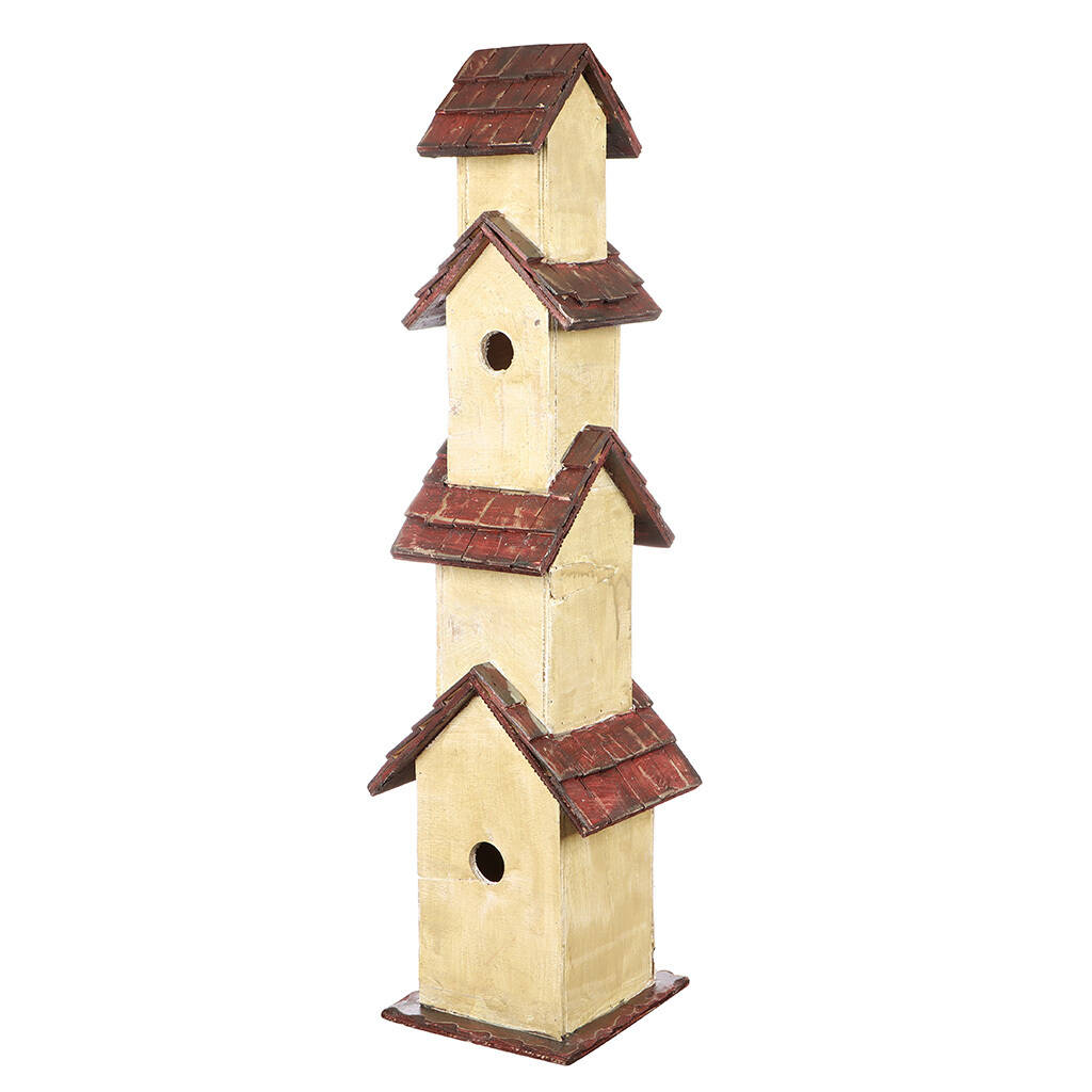 Vintage Tall Wooden Garden Bird Hotel By Dibor