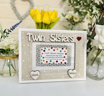 Personalised Twin Sisters Brothers Photo Frame Birthday, 2 of 6