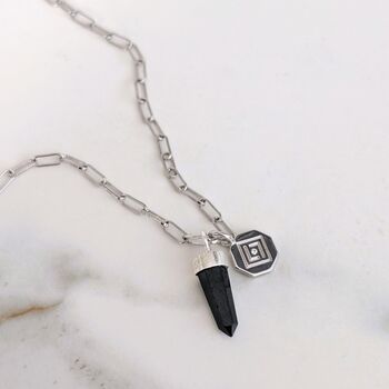 The En Pointe Duo Black Tourmaline Necklace, Silver, 2 of 9
