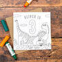 Personalised Dinosaur Colour In Birthday Cards, thumbnail 1 of 2