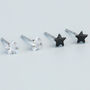 Sterling Silver Black Or White Crystal Star Stud Earrings, thumbnail 1 of 4