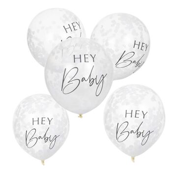 Hey Baby Shower Confetti Balloons X Five, 2 of 2