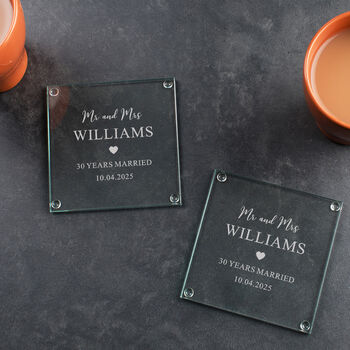 Personalised Wedding Glass Coaster Set, 5 of 7