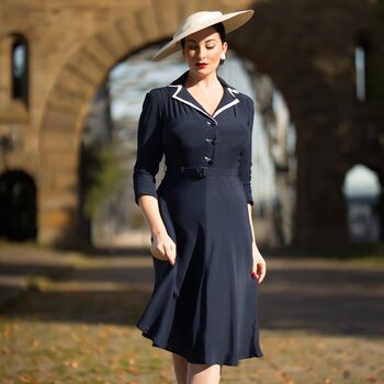 Lisa Mae Dress In Windsor Wine Vintage 1940s Style, 2 of 2