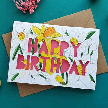 March Birth Flower Paper Cut Birthday Card, 2 of 4