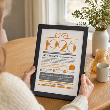 Personalised 100th Birthday Gift Print Life In 1926, 2 of 9