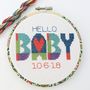 Baby Cross Stitch, Wall Hanging Hoop Kit. Gift Set, thumbnail 2 of 5
