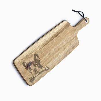 Personalised Boston Terrier Engraved Acacia Serving Board, 4 of 9