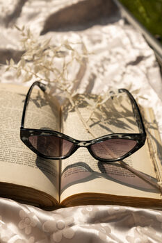 Grey Tortoise Shell Thick Diamond Frame Sunglasses, 9 of 12