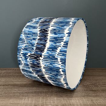 Tidal Marine Blue Patterned Drum Lampshades, 8 of 9