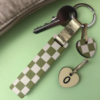 Personalised Olive Checkered Glitter Stick, 3 of 4