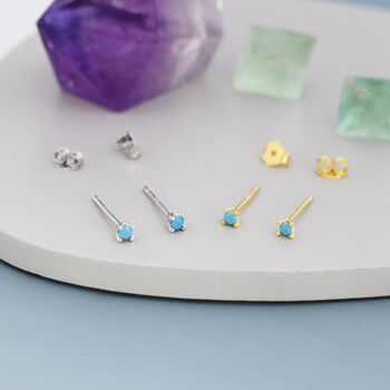 Extra Tiny 2mm Turquoise Stud Earrings, 6 of 11