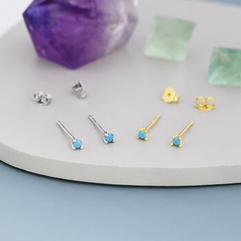 Extra Tiny 2mm Turquoise Stud Earrings, 6 of 12