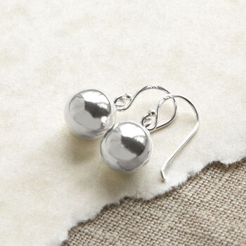 Sterling Silver Dangly Simple Sphere Earrings, 2 of 4