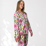 Ikat Print 100% Cotton Ladies Pyjamas In White And Pink, thumbnail 3 of 9