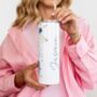 Custom Elegant Blue And Gold Floral Insulated Bottle Tumbler, thumbnail 2 of 7