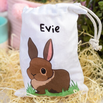 Personalised Rabbit Easter Egg Hunt Drawstring Bag, 5 of 7