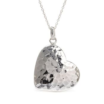 Sterling Silver Hammered Large Heart Necklace, 2 of 3
