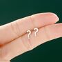 Question Mark Stud Earrings In Sterling Silver, thumbnail 1 of 12