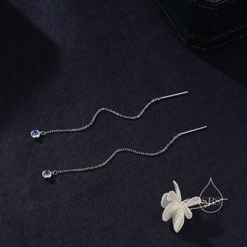 Moonstone Dot Long Threader Earrings, 7 of 12