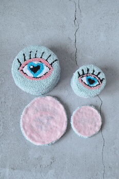 Punch Needle Seeing Eye Drink Coaster And Car Coaster, 3 of 4