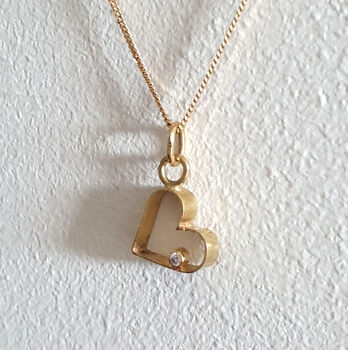 18ct Gold Heart Pendand With Diamond, 2 of 3