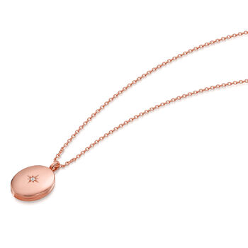 Little 18 K Rose Gold Plate Oval Clear Crystal Locket, 5 of 9
