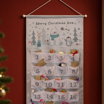 Personalised Hanging Advent Calendar Polar Bear Design, 3 of 6