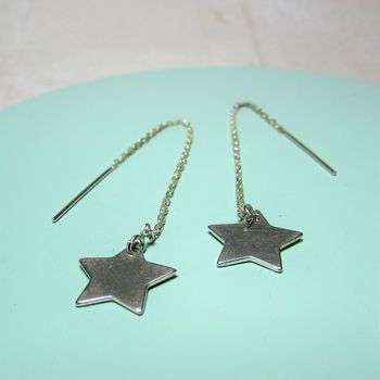 Pull Through Silver Heart Or Star Earrings, 2 of 3
