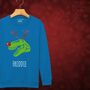 Rudolphasaurus Rex Dinosaur Personalised Kids Christmas Jumper Sweatshirt, thumbnail 3 of 12