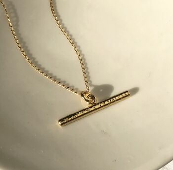 Delicate Textured T Bar Necklace, 8 of 11