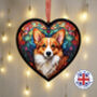 Corgi Stained Glass Effect Heart Suncatcher, thumbnail 1 of 6