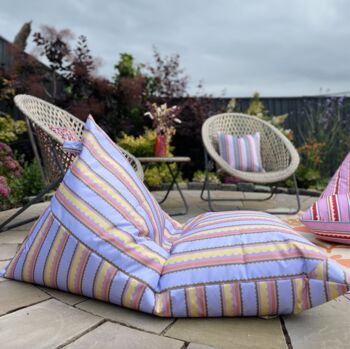 Outdoor Beanbag In Sparrow And Plumb Sherbet Stripe, 2 of 4