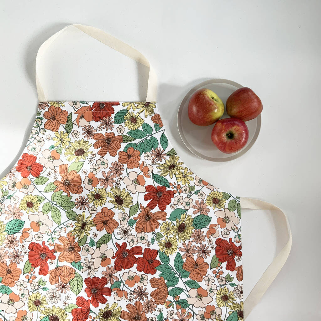 Peach Floral Apron, 1 of 5