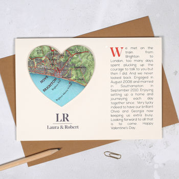 Where We Met Personalised Map Valentine's Heart Card, 2 of 5