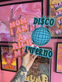Disco Inferno Clear Acrylic Vinyl Plaque Decor, 7 of 7